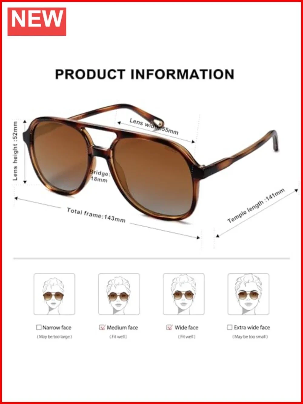 Retro Polarized Aviator Sunglasses UV400 Protection Classic Square Shades
